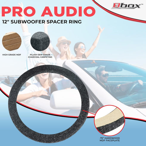 Atrend Universal MDF Spacer for 12 Inch Speaker or Sub, Adds 3/4" To Depth, Charcoal