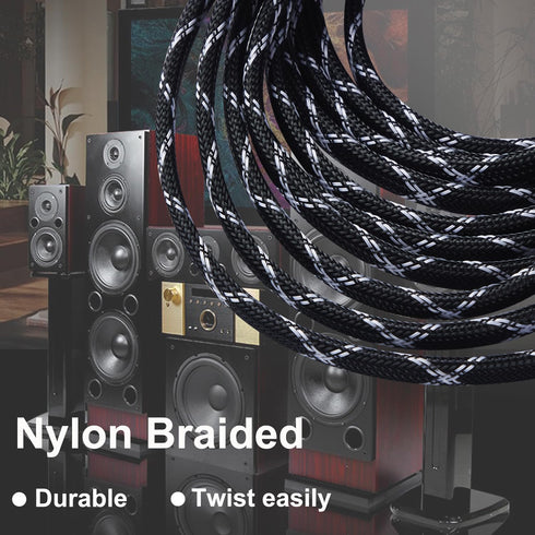 12AWG Speaker Cable (6 Feet), 1 Pack Premium Heavy Duty Braided Wire with Dual Gold Plated Banana Plug, CL2 Rated