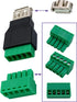 USB 2.0 A Screw Terminal Block Adapter, Female to 5 Pin/Way Female Bolt Screw Shield for Charging and Data Transfer