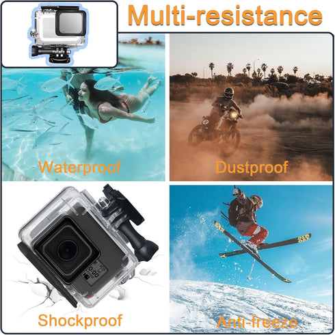 Waterproof Housing Case for GoPro Hero 5 6 7 Black, Protective Underwater Shell with Bracket for Action Camera