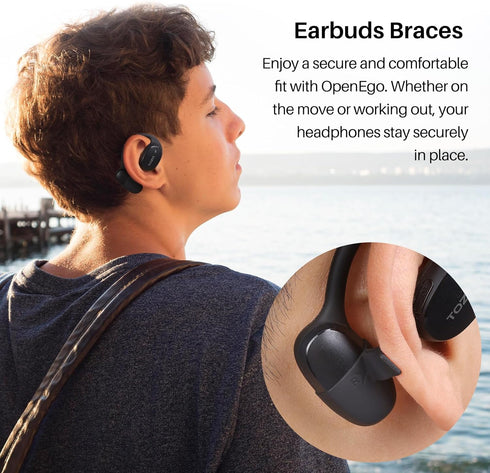 TOZO OpenEgo True Wireless Open Ear Headphone, Black, 5.3 Bluetooth Sport Earbuds with 80H Playback