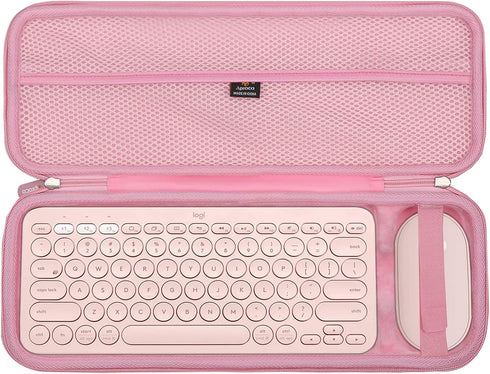 Aproca Pink Hard Travel Storage Case for Logitech K380 Multi-Device Bluetooth Keyboard and Pebble M350 Mouse