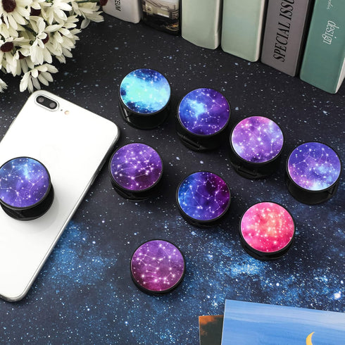 9 Pieces Cell Phone Grip Holder, Colorful Self-Adhesive Finger Ring Sublimation Holders for Smartphone and Tablets