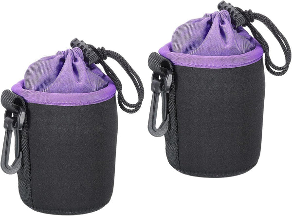 PATIKIL 2 Pcs 3.1" ID x 3.9" H Camera Lens Bag, Drawstring Pouch with Thick Neoprene