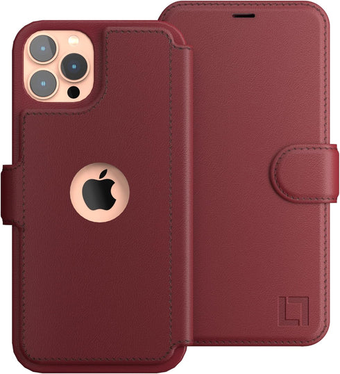 LUPA Legacy Compatible iPhone 11 Pro Wallet Case - Slim Flip Case with Credit Card Holder, Burgundy Faux Leather