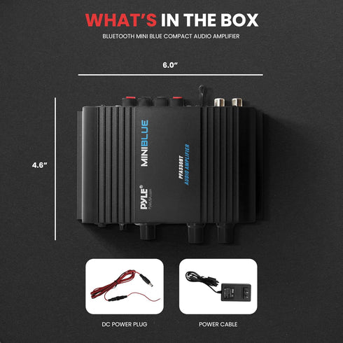 Pyle 90 Watt Peak Bluetooth Mini Home Studio - Compact Class T Amplifier with 3.5mm Input