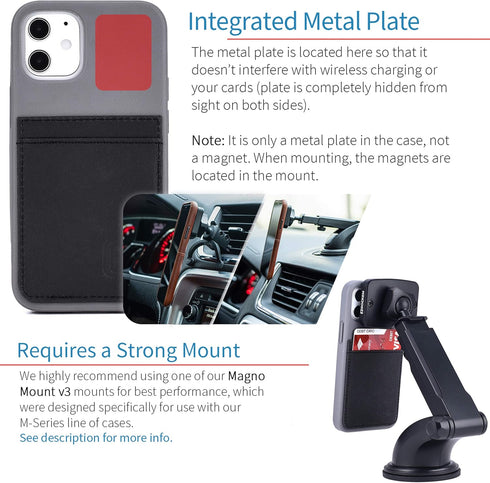 Dockem BIO Wallet Case for iPhone 12 Mini, Magnetic Mounting & 1 Credit Card Holder Slot (5.4" M2B, Grey and Black)