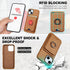 TUCCH Case for iPhone 15, Removable Card Wallet, RFID Blocking, Magnetic Wireless Charging, Brown, Compatible with