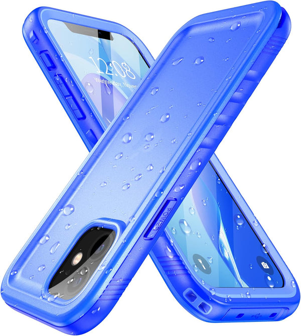 SPORTLINK Waterproof Case for iPhone 12 Pro, Rugged Shockproof Dustproof Full Body Screen Protector, Blue