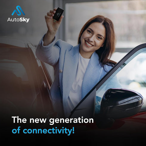 Wireless CarPlay Adapter, Newest 5Ghz AutoSky Plug and Play with USB-C and USB-A Cables