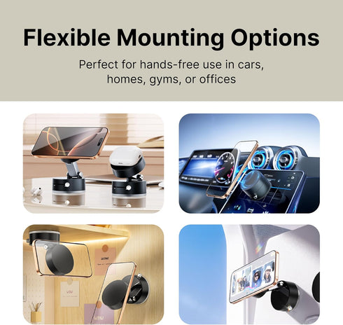 It's Just Smart 17, 16, 15, 14, Magnetic Phone Mount with Ultra Power Locking Suction Cup for Car, Desk & Mirror