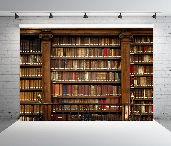 BELECO 7x5ft Fabric Vintage Wooden Bookshelf Backdrop Books Antique Bookcase Old Library Phtography
