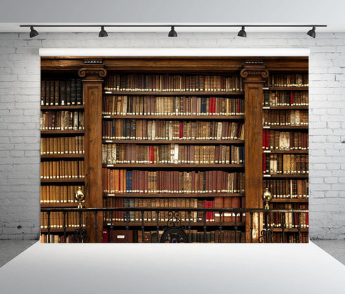 BELECO 8x6ft Fabric Vintage Bookshelf Backdrop Books Antique Book Racks Old Library Phtography