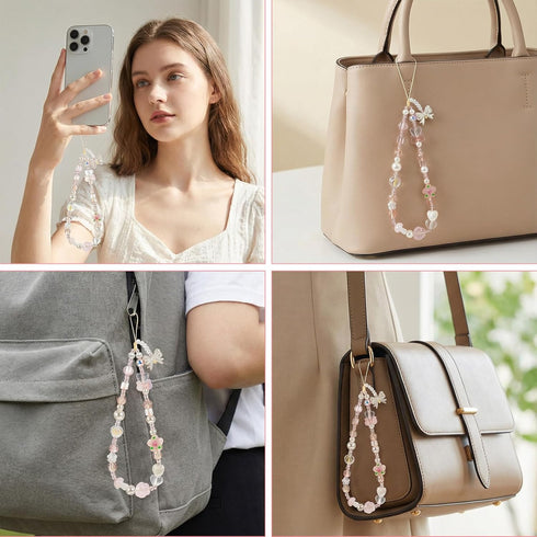 HaiFafafaing Y2k Pink Camera Charm Strap Beaded Digital Phone Charm Wrist Strap Keychain Wristlet Camera Wrist Straps