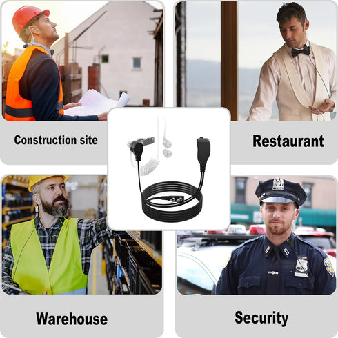Walkie Talkie Earpiece with Mic, 2 Pin Air Acoustic Tube Surveillance Headset, Compatible with Baofeng, Kenwood, 1 Pack