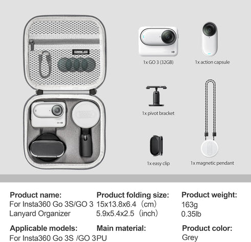 Tomat Carrying Case for Insta360 GO 3S Action, Mini Protective Storage Bag for Insta360 GO 3S/3 Action Camera