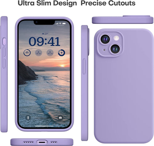 CellEver Heavy-Duty Silicone Case for iPhone 14, Military Drop Protection, Camera Shield, Scratch-Free Interior - Light