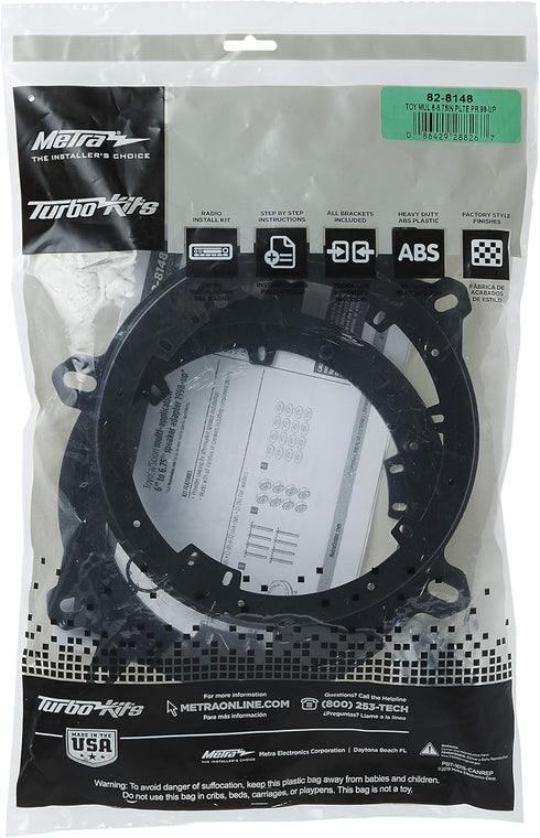 Metra Electronics 82-8148 Speaker Adapter for Select Toyota/Lexus/Scion 1998-Up Vehicles, Black, 6" to 6-3/4"