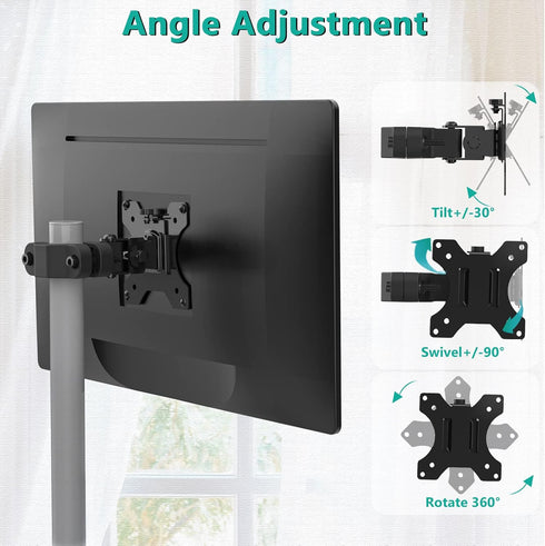 WALI Mount Plate for Universal Monitor Mounting System, Fits 1.1 to 2.4 inch Diameter Pole, Black