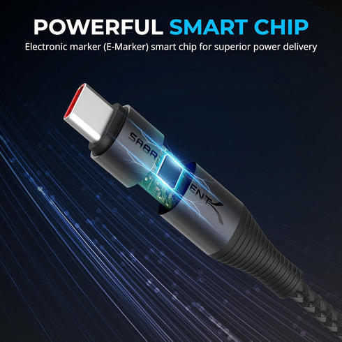 SABRENT USB C to USB C Charging Cable with Smart Display, 2M/6.6FT, 100W Charging and 480Mbps Data Transfer