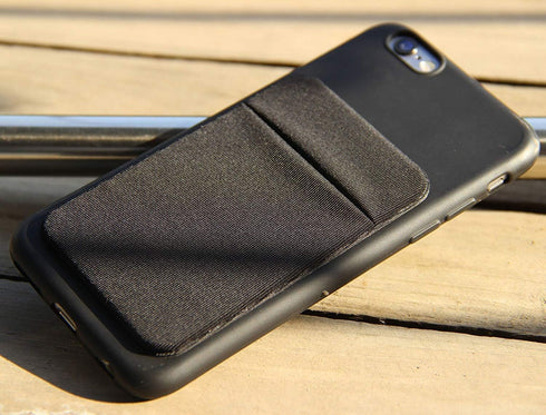 3Pack Galaxy-2Black+1Navy Cell Phone Card Holder Pocket for Back of Phone,Stretchy Stick on Wallet Credit Card ID Case