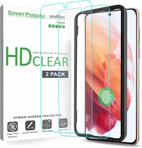 amFilm 2 Pack Screen Protector for Samsung Galaxy S21 5G (6.2", 2021) - HD Clear, Scratch Resistant, Fingerprint ID