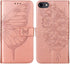 iPhone SE 2022/SE 2020 Case, Wallet Case for iPhone 6/6S/7/8, Butterfly Floral Embossed Leather Protective Flip Cover