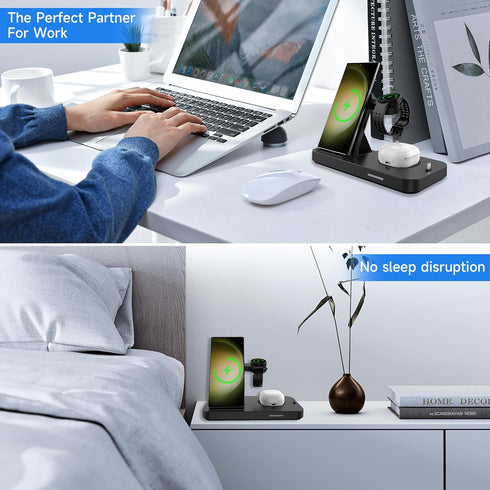 Wireless Charger for Samsung, EWUONU 5 in 1 Foldable Fast Charging Station for Galaxy S23 Ultra, S22, S21, Galaxy