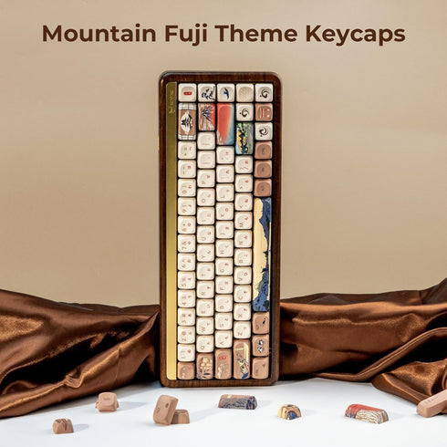 XVX MOA Japanese Keycaps, Fugaku Brown Keycaps, 140 Keys PBT Dye Sublimation Custom Set for Mechanical Keyboards