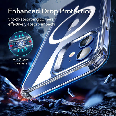 ESR Scratch-Resistant iPhone 12 Case Compatible with MagSafe, Grippy Frame, Magnetic, Clear Sidekick Hybrid Case