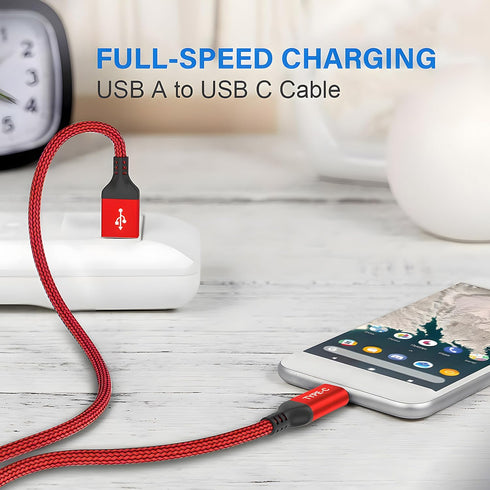 AkoaDa USB C Cable, 3-Pack (10ft+6.6ft+3.3ft) - 3.1A USB A to USB-C Fast Charger Nylon Braided Cord for iPhone 15/15