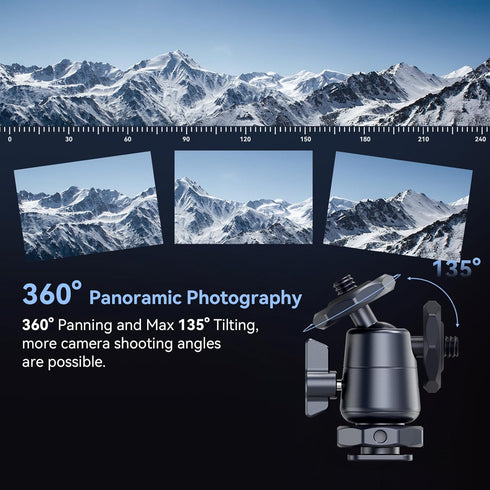 SmallRig Mini Ball Head (2 Pack) with 1/4" Screw, Removable Shoe Mount, 360 Degree Rotatable Aluminum Tripod Head