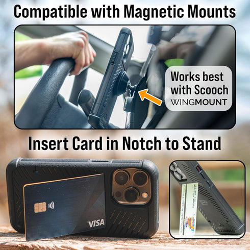 Scooch Wingmate Wallet Case for iPhone 11 with Card Holder - RFID Protection for 3 Cards - 10-Foot Drop Protection,