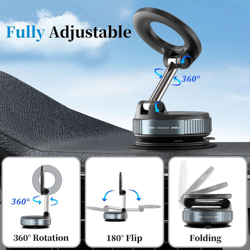 PlusAcc 360Rotatable 16/15/14/13 Vacuum Magnetic Phone Holder for Car, Suction Cup Phone Mount for MagSafe, Strong