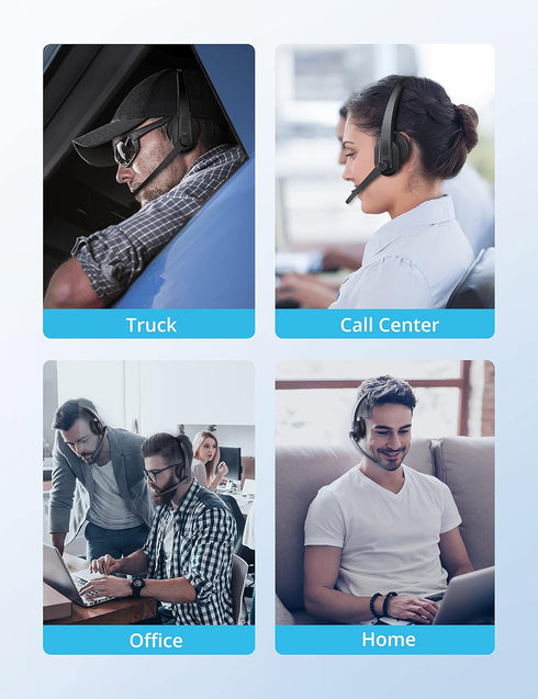 Thauker Bluetooth Headset with Microphone, Noise Cancelling Mic, Mute Button, On Ear Headphone Bluetooth 5.0, 34H with