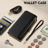 Antsturdy Wallet Case for iPhone 15 Pro Max, RFID Blocking PU Leather Crossbody Phone Case with Zipper Wrist Strap,