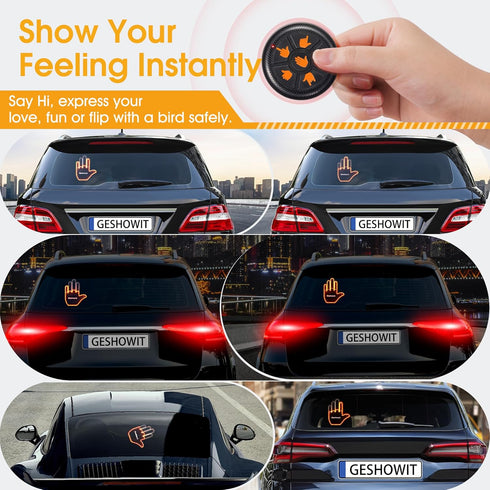 6 Car Accessories for Men - Car Finger Light with Gestures Remote - Show Your Feelings to Drivers - Ideal Gift Hand