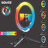 Bower 10 inch 9 12 RGB Selfie Desktop Ring Light Stand Studio Kit - Ultra Wide Range, Colors, Brightness Levels