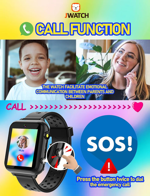 Kids Smart Watch Phone with SOS, 10 Stories, 24 Puzzle Games, Pedometer Alarm Clock for Boys Girls Gift
