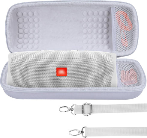Hard Case Compatible with JBL Charge 5 Charge 4 Waterproof Bluetooth Speaker - White