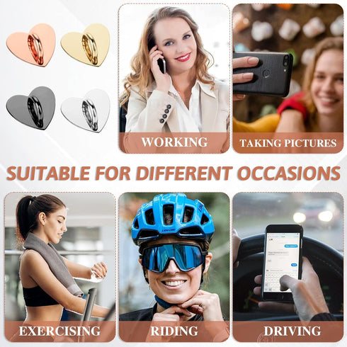 8 Pcs Cell Phone Finger Ring Heart Grip, Metal Phone Charm Loop Stand, Cute Accessories for DIY Phone Case