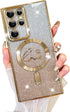 Fiyart Samsung Galaxy S22 Ultra Case, 6.8" Gold, MagSafe Compatible, Clear Love Heart Plating, Shockproof Cover for