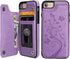 Vaburs Wallet Case for iPhone SE(2022) 5G/SE(2020)/7/8 - Embossed Butterfly PU Leather Flip Cover (Purple)