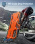 FNTCASE Samsung Galaxy A14-5G Case, Orange, Dual-Layer Protective Textured Shockproof Rugged TPU Cover with Kickstand