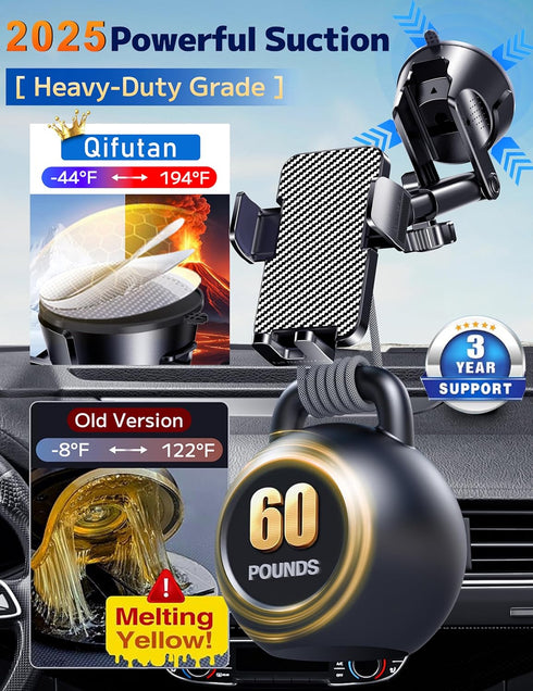 Qifutan Dash Mounted Holders Phone Holders for Your Car Phone Mount for Car Windshield Dashboard Air Vent Universal