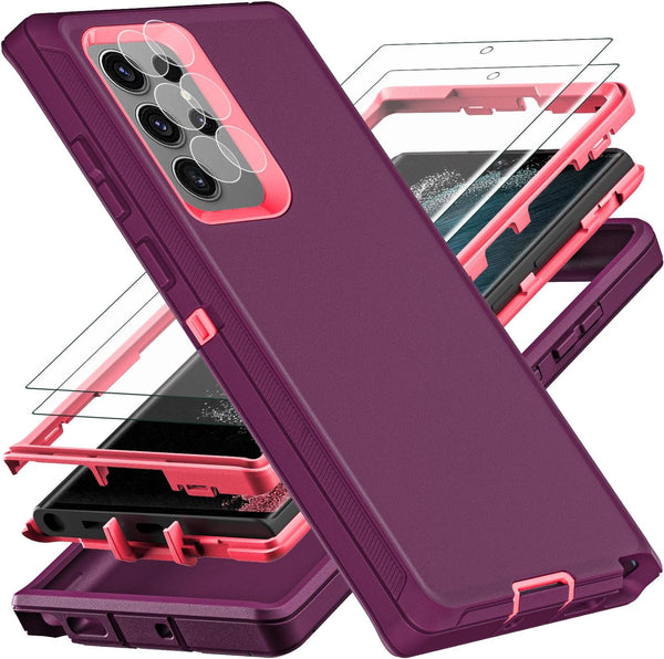 Samsung Galaxy S22 Ultra Case, Military Grade Shockproof/Dust Proof with 2Pcs Self Healing TPU Screen & Camera Lens