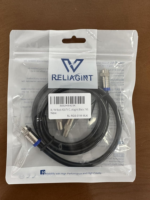 6FT RG6 Coaxial Extension Cable - White with F Connector, Low Loss, High Speed for Digital TV Aerial and Satellite