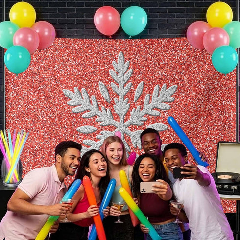 Generic 12 8 Modern Themed Photo Backdrop for Photoshoot, x FT Winter Watercolor Sparkling Snowflake Pattern Photo