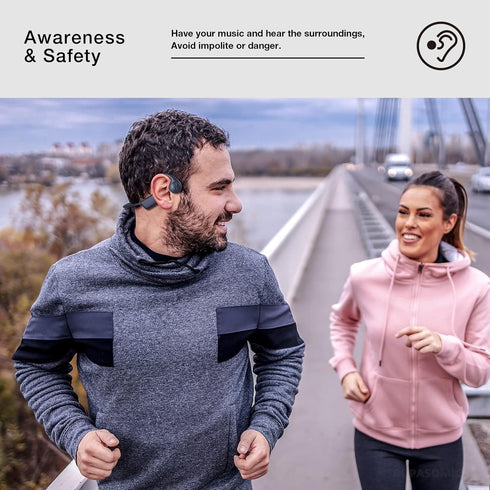 Bone Conduction Headphones with 12 Hours Playtime, Bluetooth 5.3, IP55 Sweatproof, Built-in Mic for Running Cycling