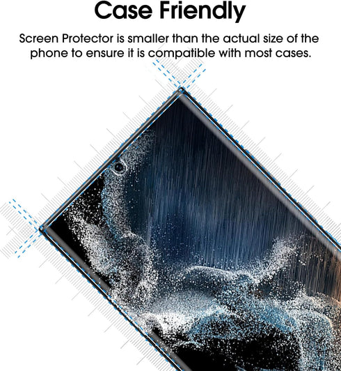 amFilm 3D Curved Tempered Glass for S22 Ultra Screen Protector Samsung Galaxy 5G 6.8 Inch, UV Gel Application (2 Pack)